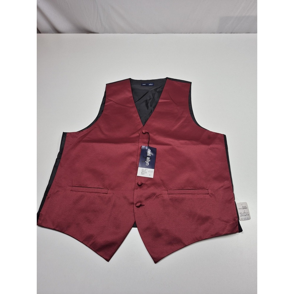 Neil Allyn Vest Mens L Red Polyester Tuxedo Suit Formal Wedding Waistcoat NWT